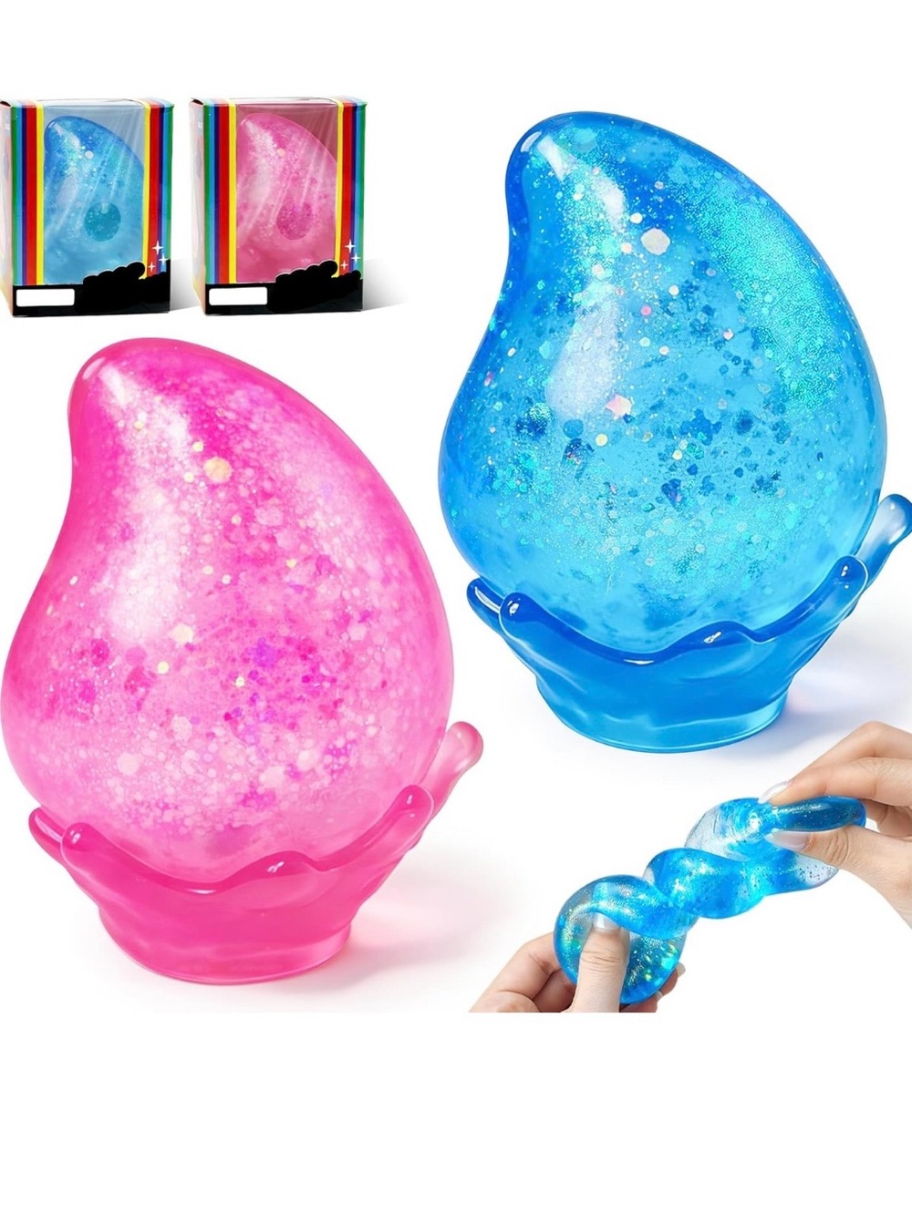 Glitter Water Drop Stress Ball Squishy - Pink